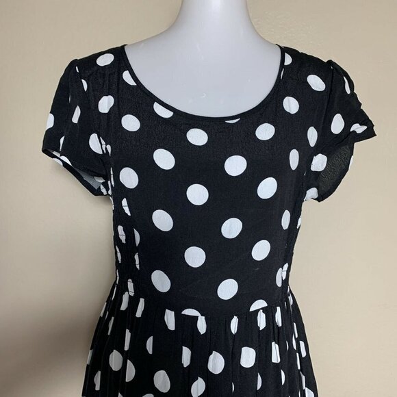 MINKPINK Black White Polka Dot Fit & Flare Dress - Picture 2 of 6